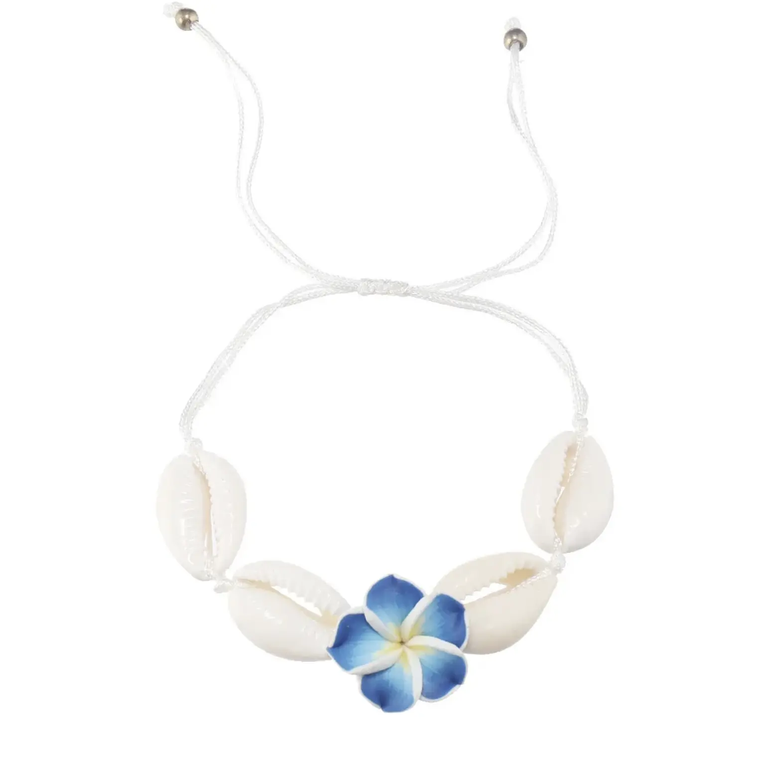 Pulsera tobillera ajustable flor tipanie azul y pure blanco 1