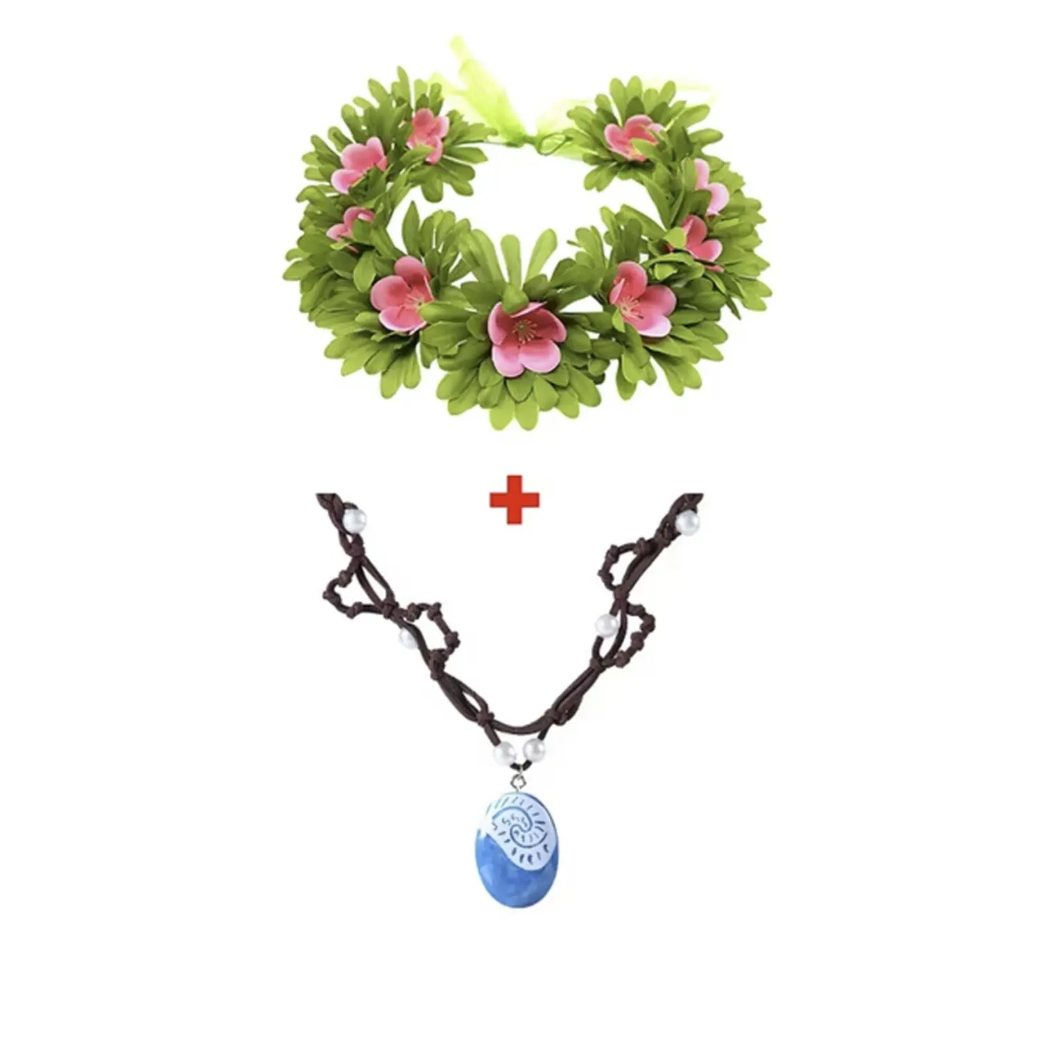Pack Moana Corona de Flores ajustable y collar para niñas 1