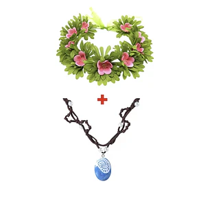 Pack Moana Corona de Flores ajustable y collar para niñas