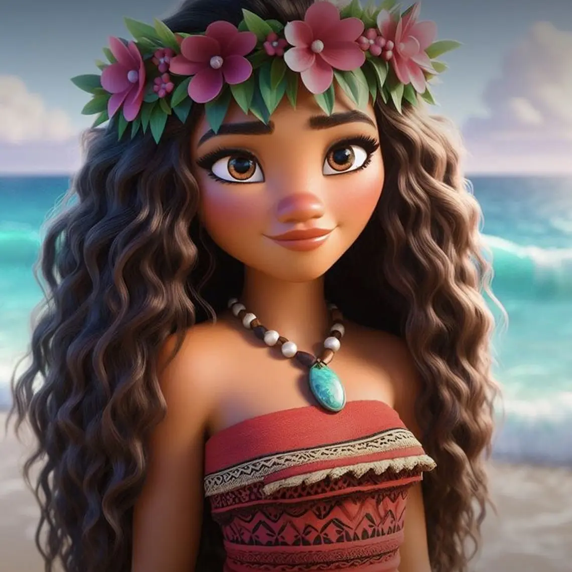 Pack Moana Corona de Flores ajustable y collar para niñas 4