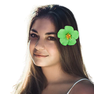 Flor Hibisco Verde Con Pinza para el cabello