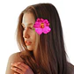 Flores hibisco fucsia con pinza para el cabello - Miniatura 1