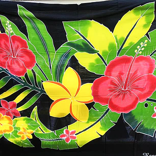 Pareo negro tipanie amarilla hibisco rojo 1,75x1,15mts