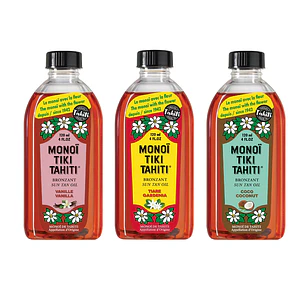 Pack 3 Monoi Tiki Tahiti Tiare Vainilla Coco Bronzant 120ml