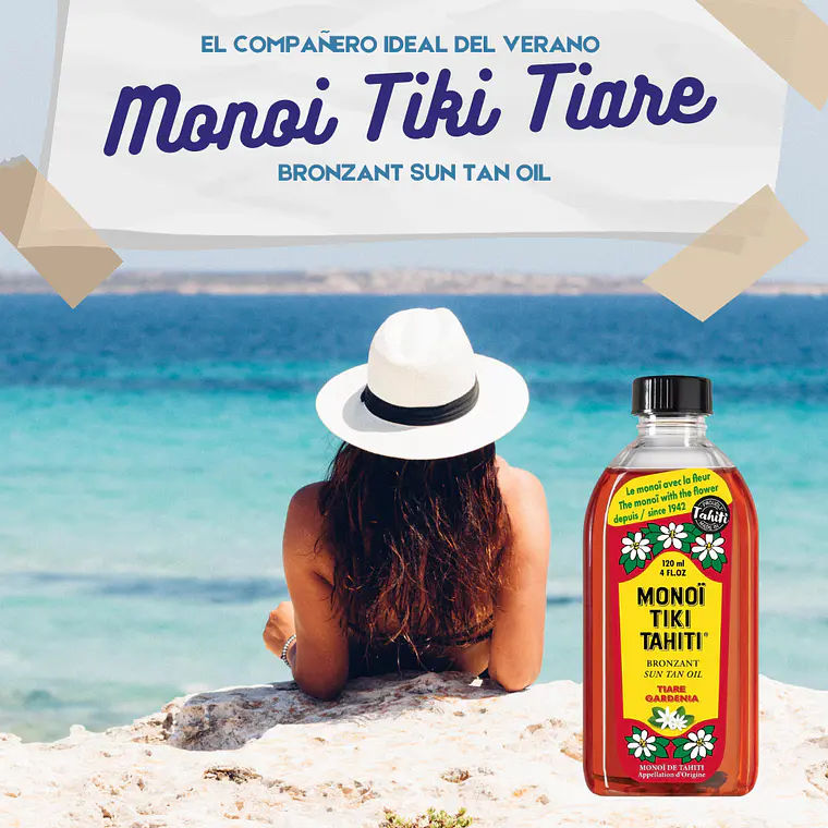 Pack 3 Monoi Tiki Tahiti Tiare Gardenia Bronzant 120ml 2