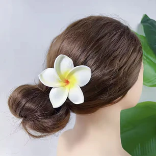 Tipanie blanca con amarillo para el Cabello Con Palito