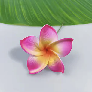 1 flor Tipanie Fucsia con amarillo para Cabello Con Palito