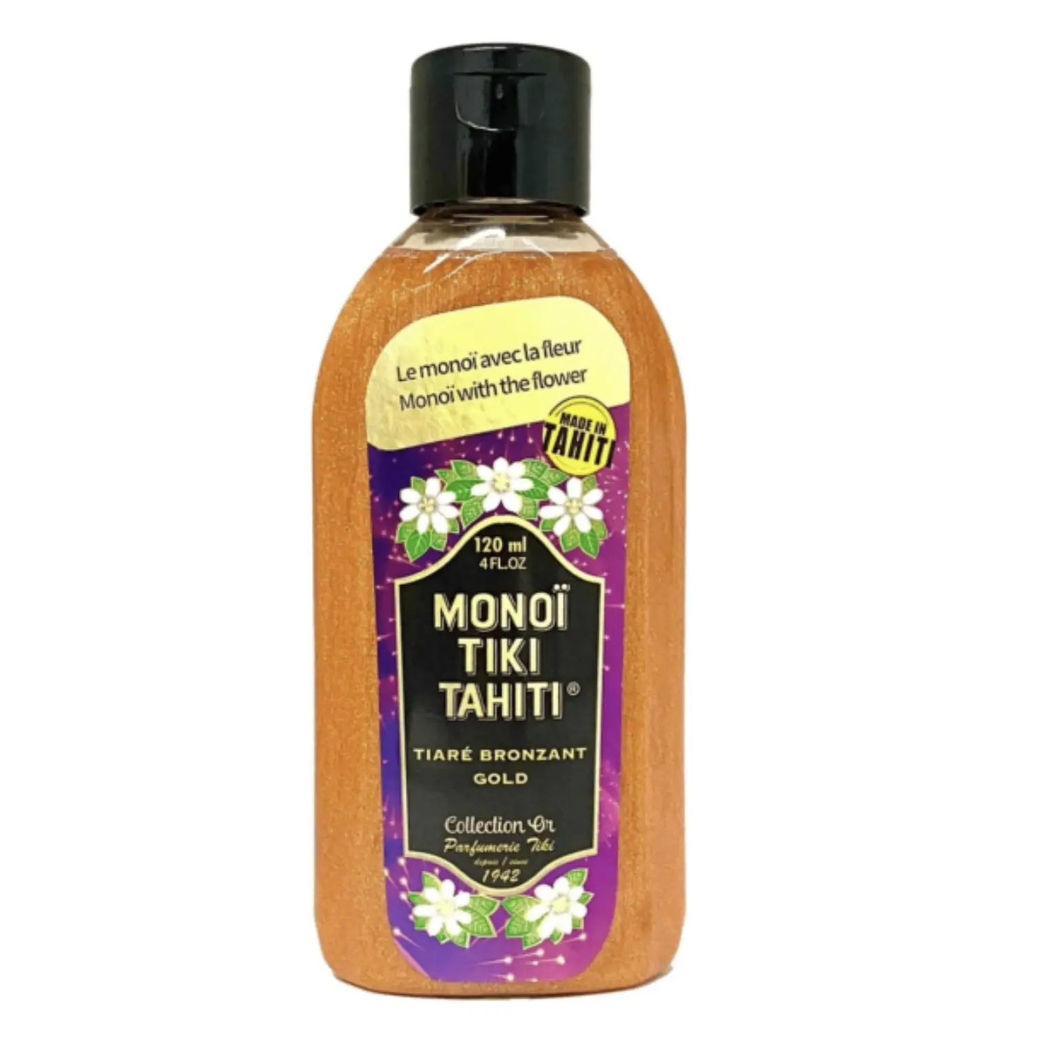 Monoi Tiki Tahiti Tiare con brillos Gold Sun 120Ml 120Ml 1