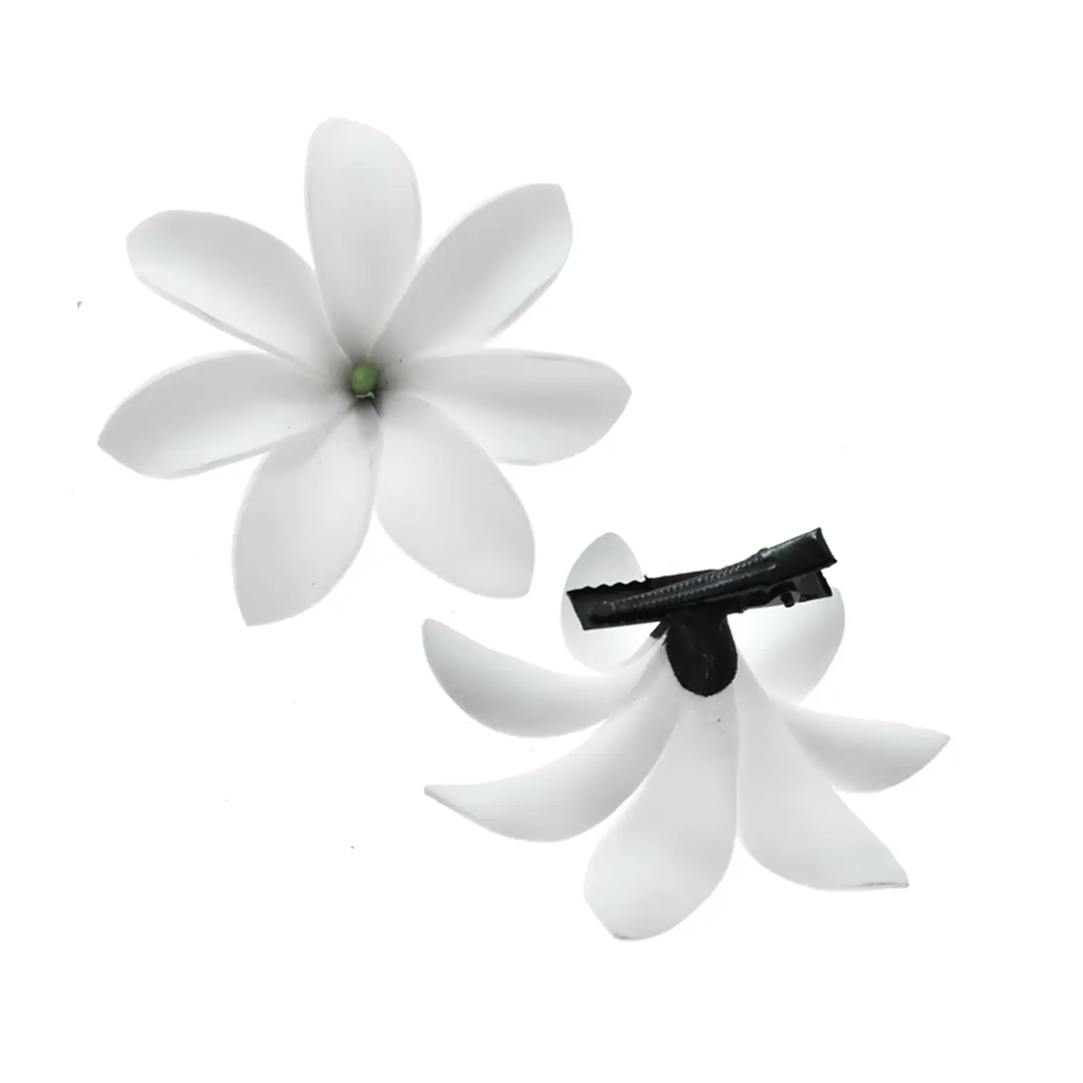 1 flor tiare centro verde con pinza para el cabello 1