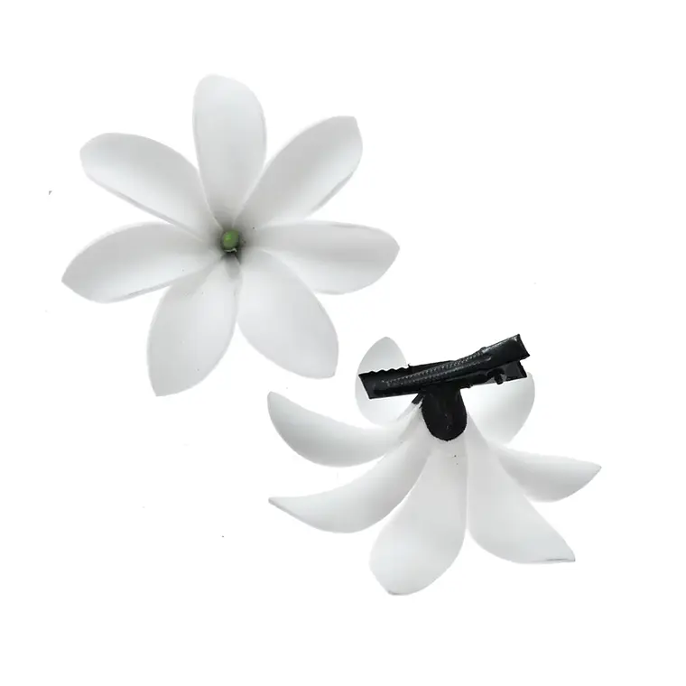 1 flor tiare centro verde con pinza para el cabello 1