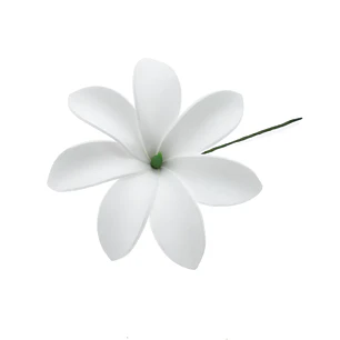 1 flor tiare centro verde con palito para el cabello