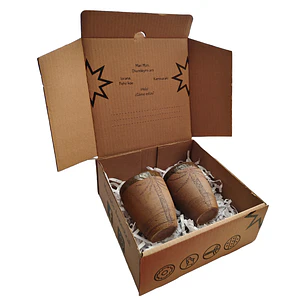 Box Regalo 2 Vasos Rustico Cerámica Pewen