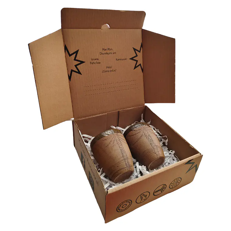 Box Regalo 2 Vasos Rustico Cerámica Pewen 1