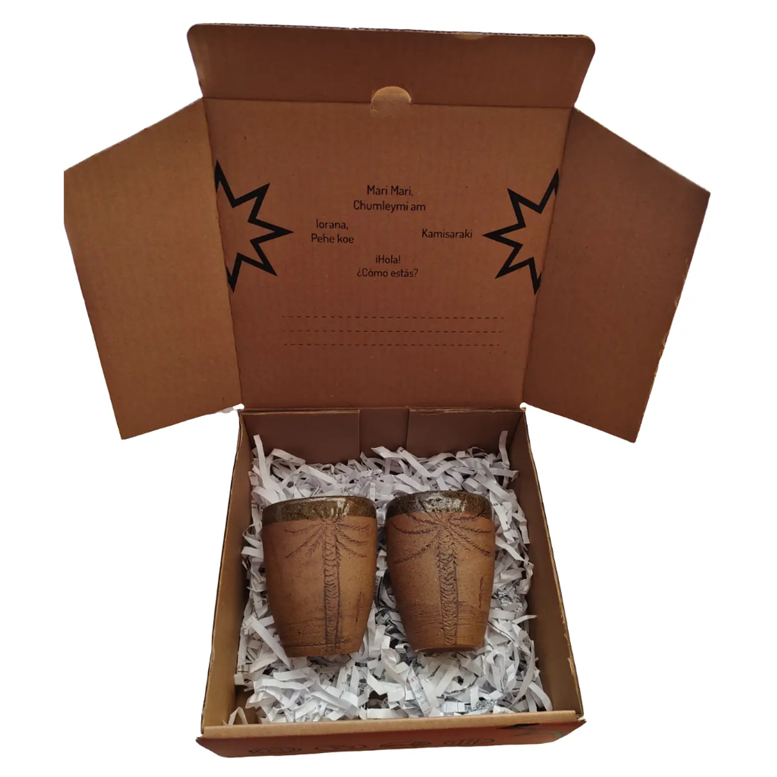Box Regalo 2 Vasos Rustico Cerámica Pewen 3