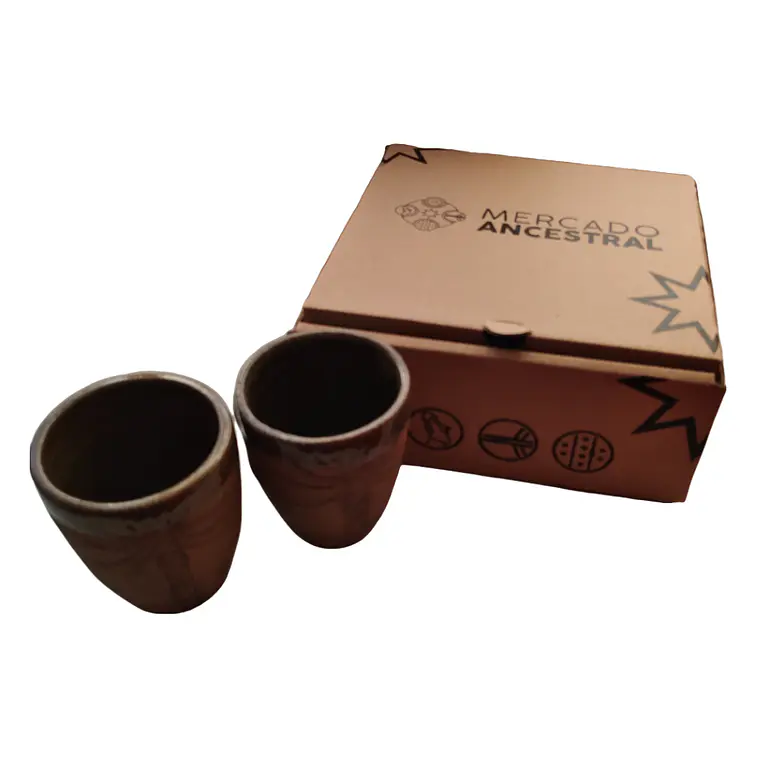 Box Regalo 2 Vasos Rustico Cerámica Pewen 2