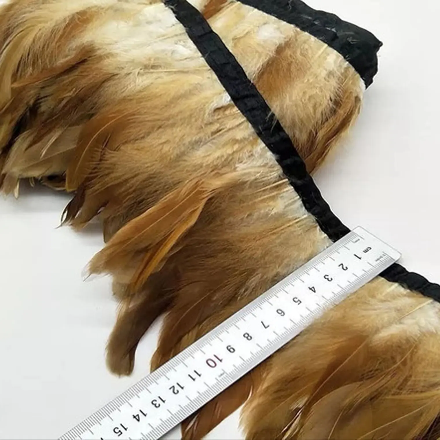 3,5mts retazo Boa Plumas Cafe Claro Con Beige 10 A 12 Cm 1