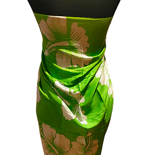 Pareo 2da seleccion Verde 2 Hibisco blanco