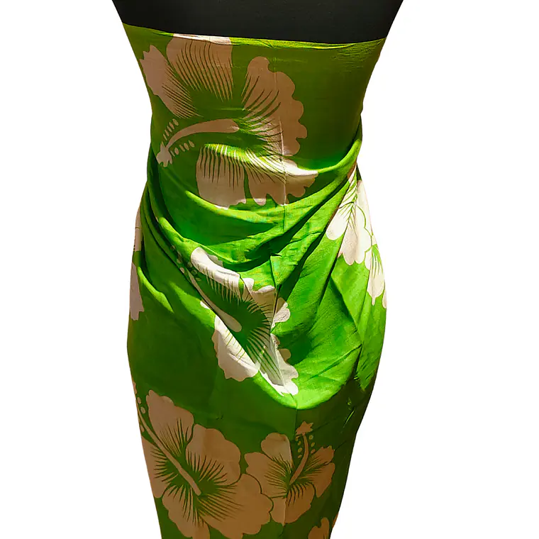 Pareo 2da seleccion Verde 2 Hibisco blanco 10