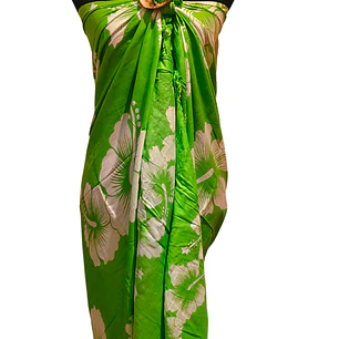 Pareo 2da seleccion Verde 2 Hibisco blanco