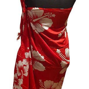 Pareo 2da seleccion Rojo 2 Hibisco blanco