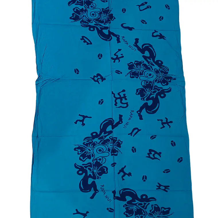 Pareo Corto Napohe flores pajaro Calipso azul 2