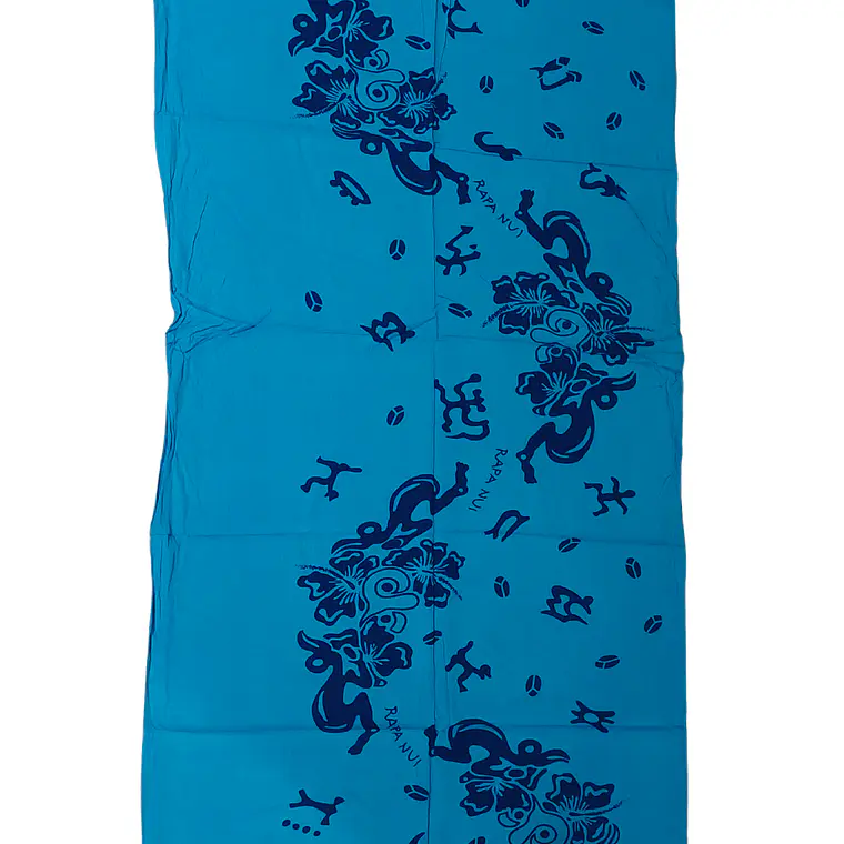 Pareo Corto Napohe flores pajaro Calipso azul 4