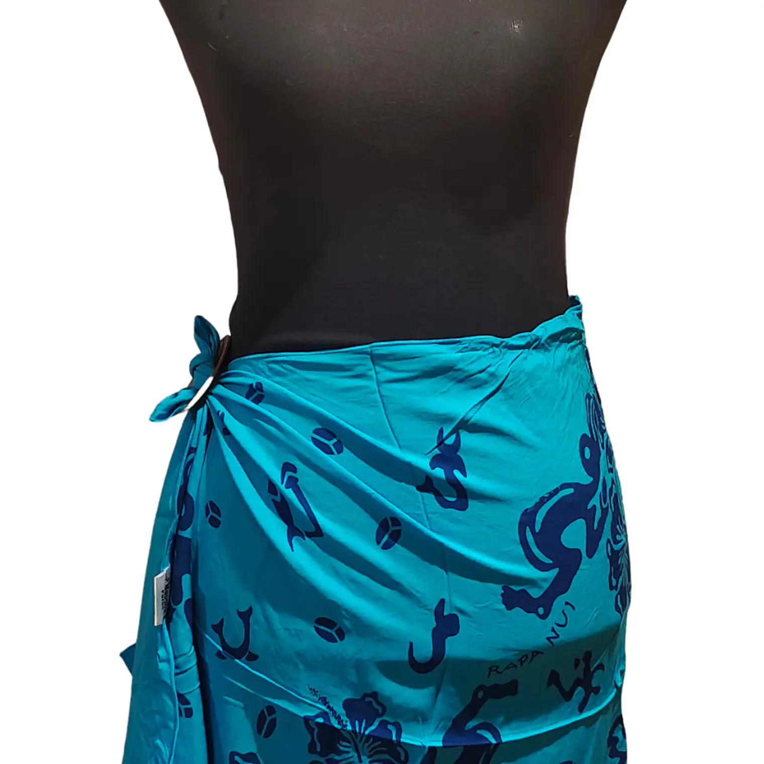 Pareo Corto Napohe flores pajaro Calipso azul 7