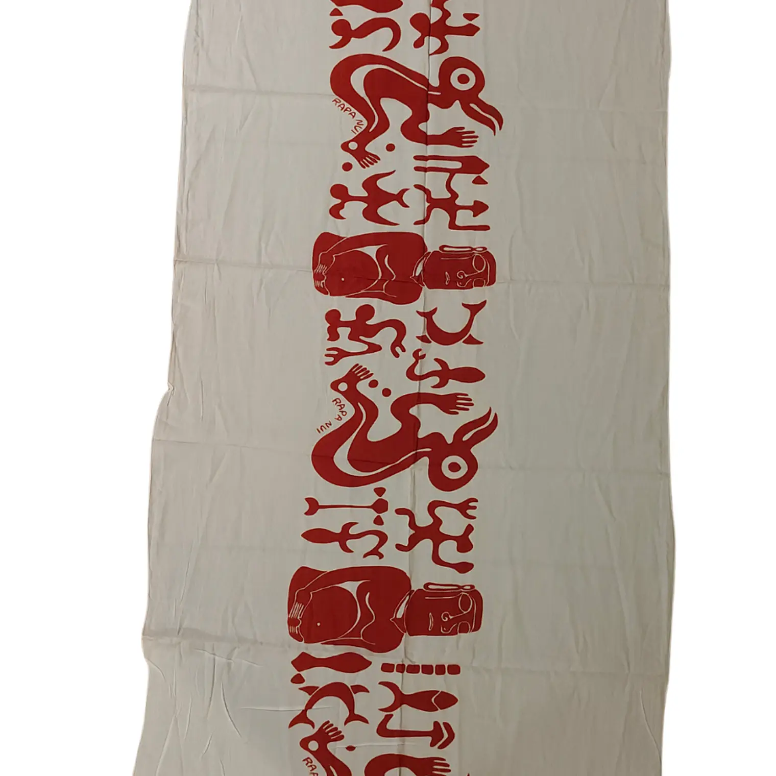 Pareo Corto Napohe rojo Con Moai y Rongo Rongo Blanco Rojo 4