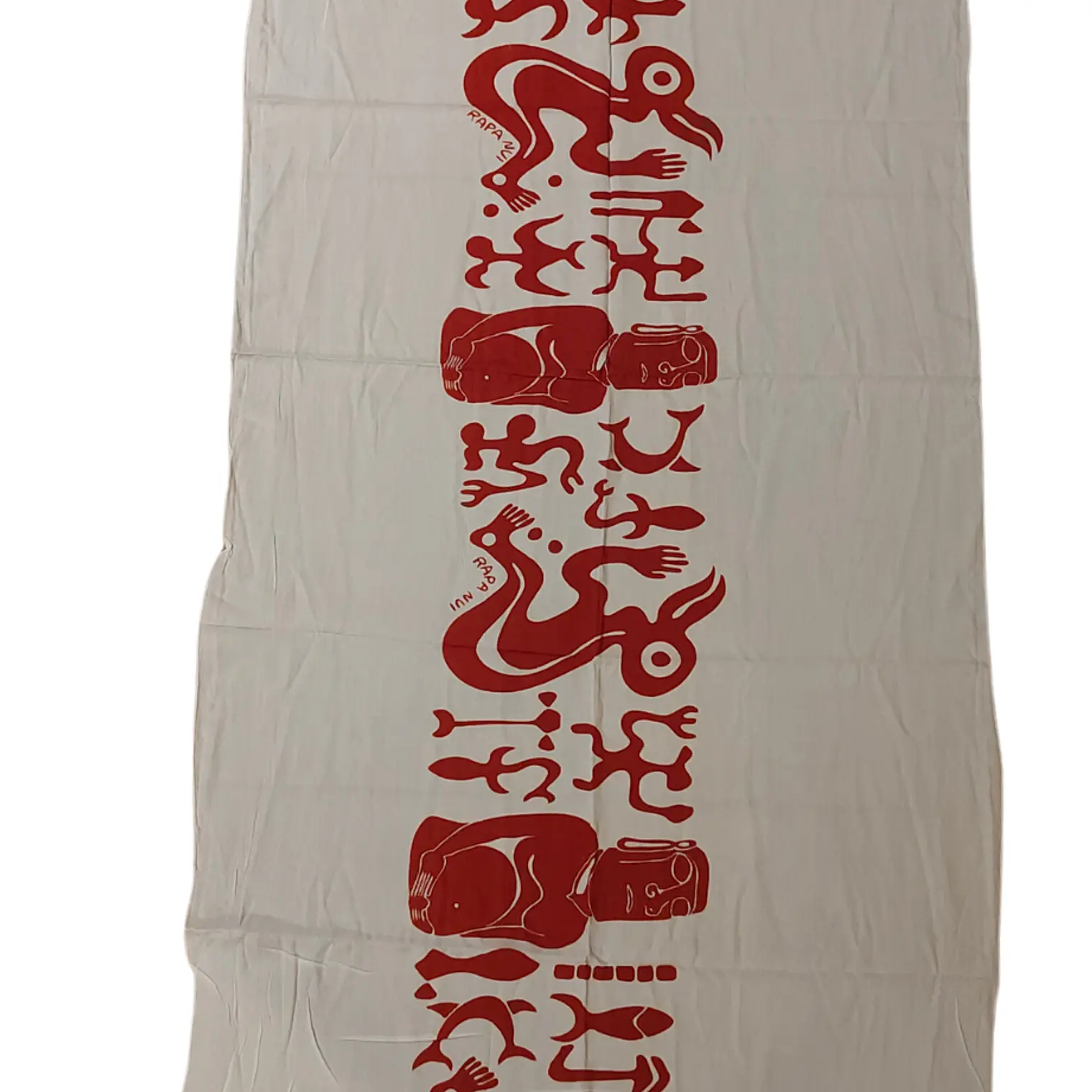 Pareo Corto Napohe rojo Con Moai y Rongo Rongo Blanco Rojo 6
