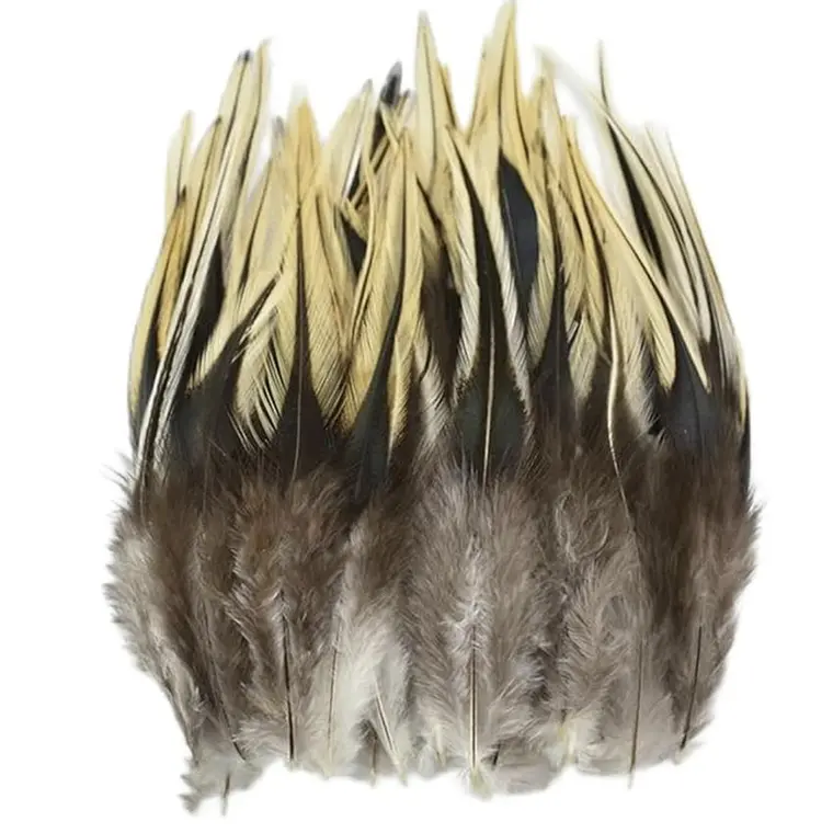 bolsa 100 Plumas beige Claro con negro 10 a 12 Cm punta 1