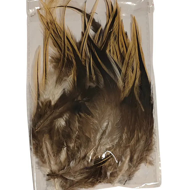 bolsa 100 Plumas beige Claro con negro 10 a 12 Cm punta 4