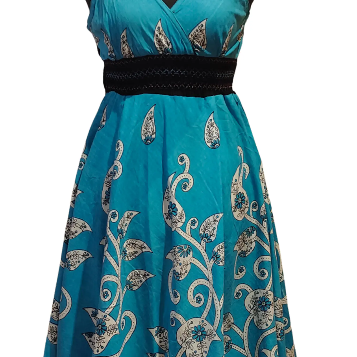 Vestido Algodon Calipso pretina Negra elasticada talla S-M 1