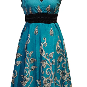 Vestido Algodon Calipso pretina Negra elasticada talla S-M