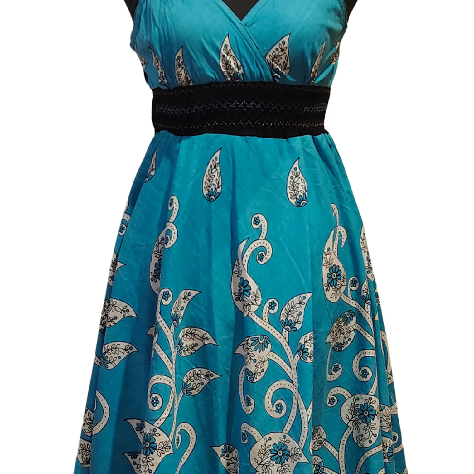 Vestido Algodon Calipso pretina Negra elasticada talla S-M 3