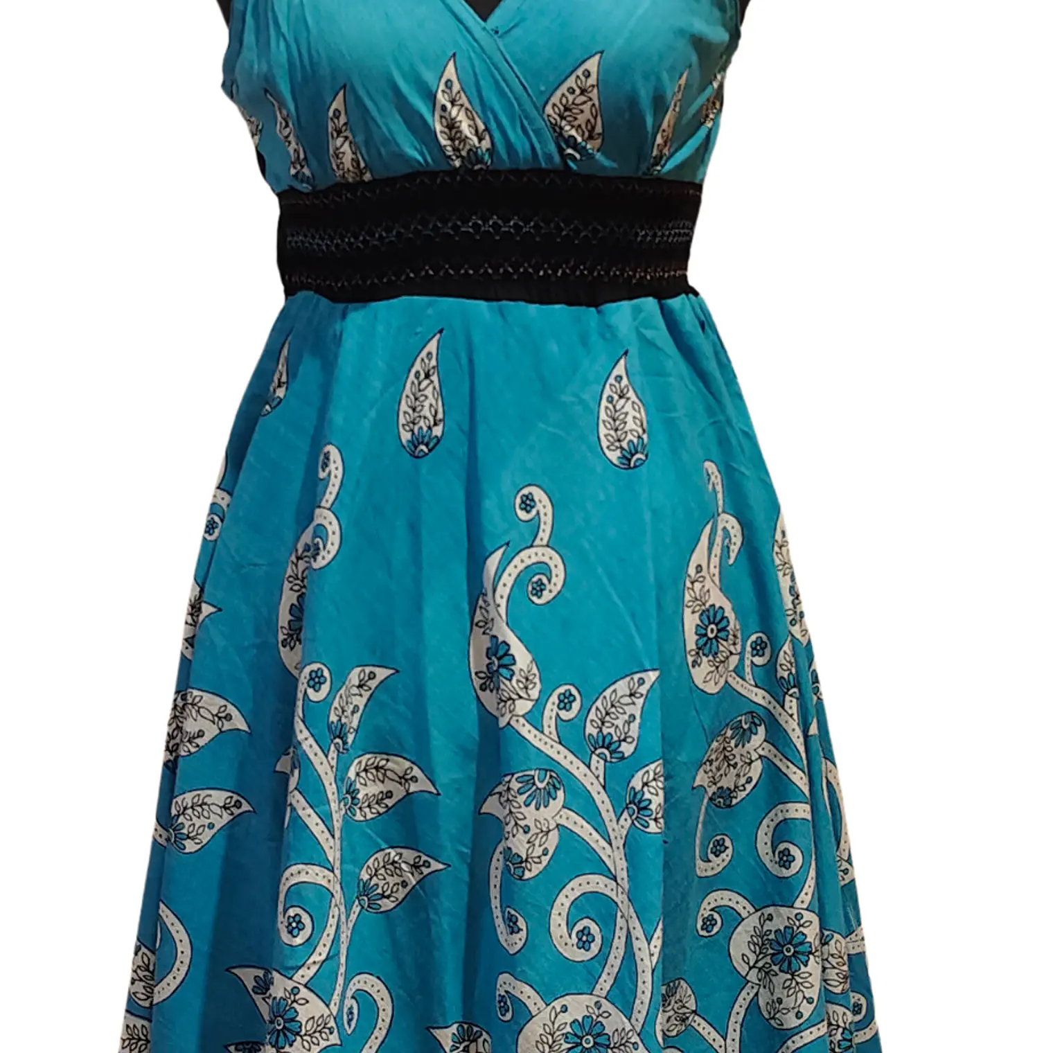 Vestido Algodon Calipso pretina Negra elasticada talla S-M 4