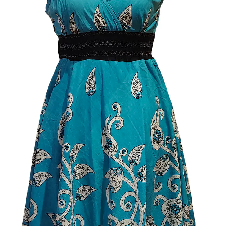 Vestido Algodon Calipso pretina Negra elasticada talla S-M 6