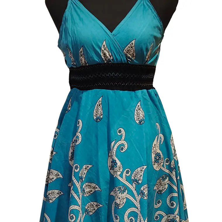 Vestido Algodon Calipso pretina Negra elasticada talla S-M 8