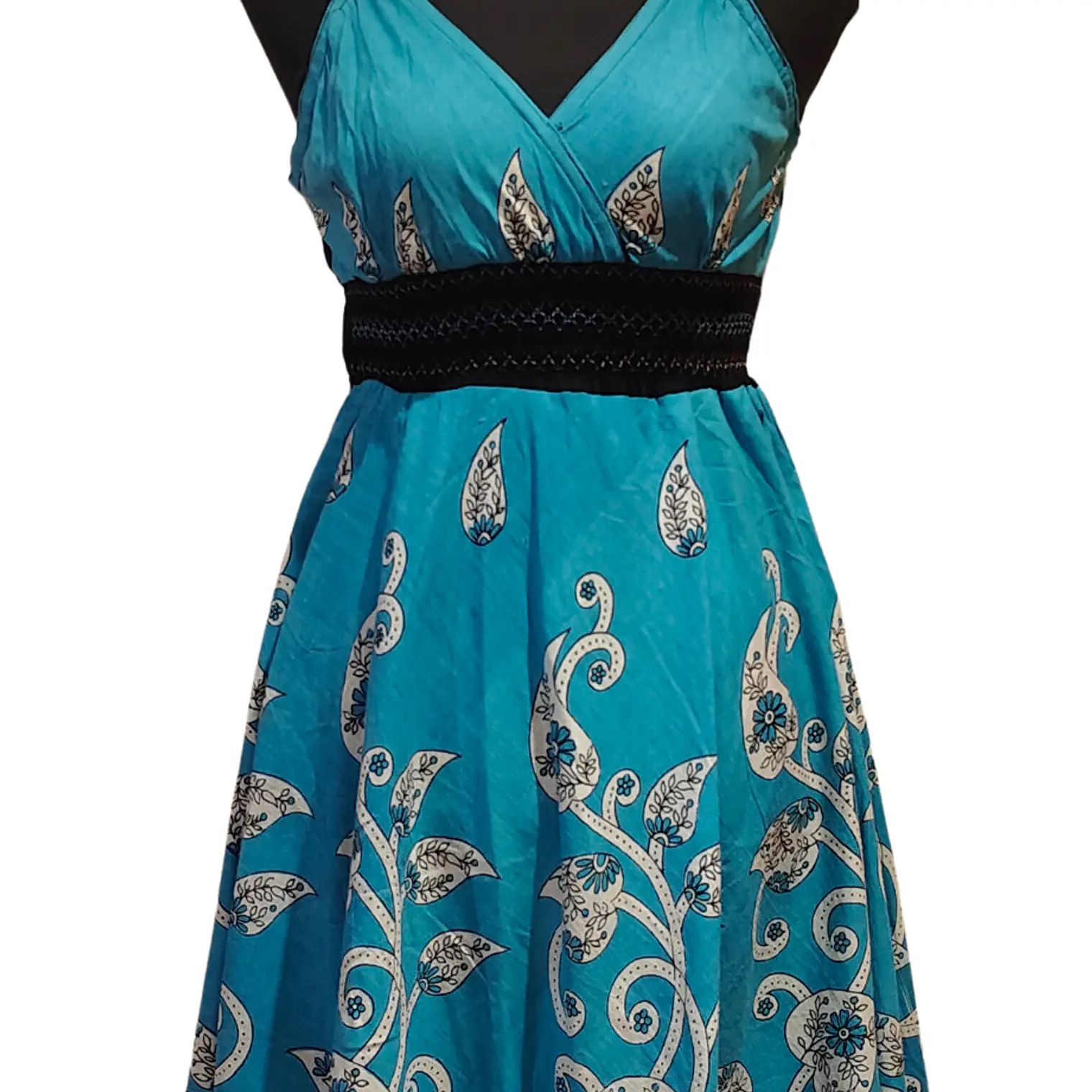 Vestido Algodon Calipso pretina Negra elasticada talla S-M 10