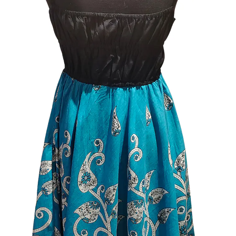 Vestido Algodon Calipso pretina Negra elasticada talla S-M 12