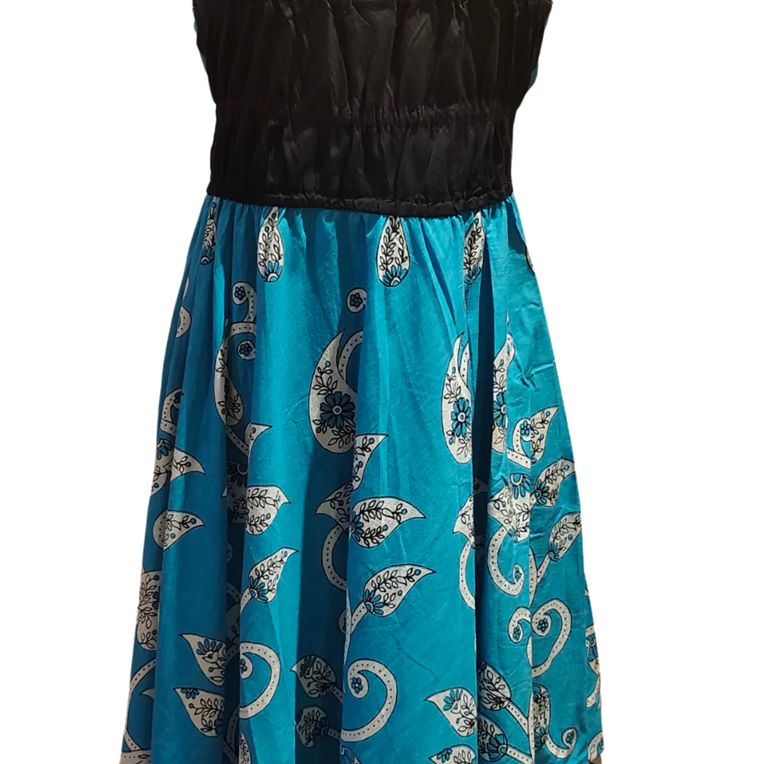 Vestido Algodon Calipso pretina Negra con flores talla S-M 2