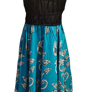 Vestido Algodon Calipso pretina Negra con flores talla S-M