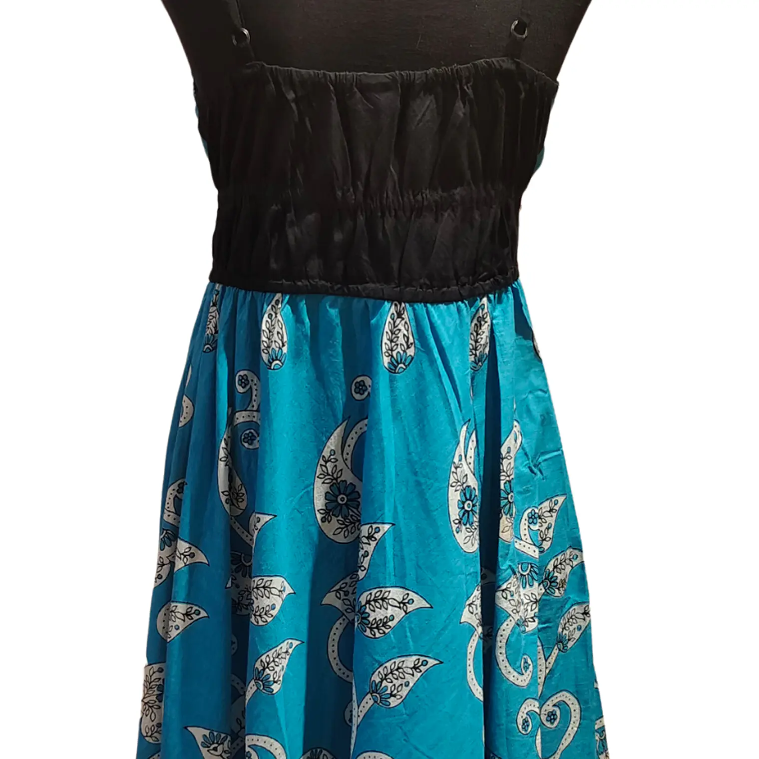 Vestido Algodon Calipso pretina Negra con flores talla S-M 4