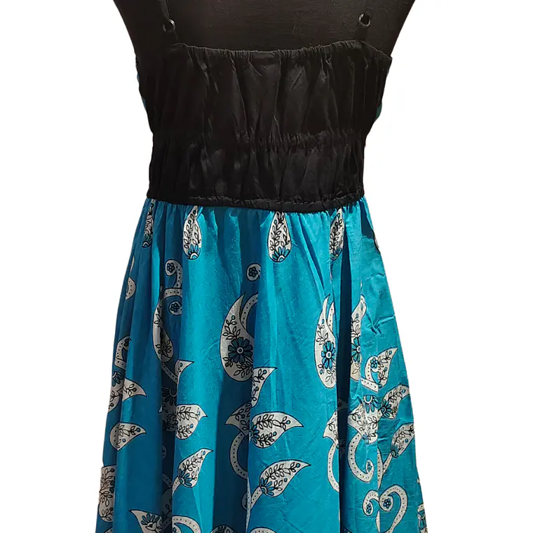 Vestido Algodon Calipso pretina Negra con flores talla S-M 4