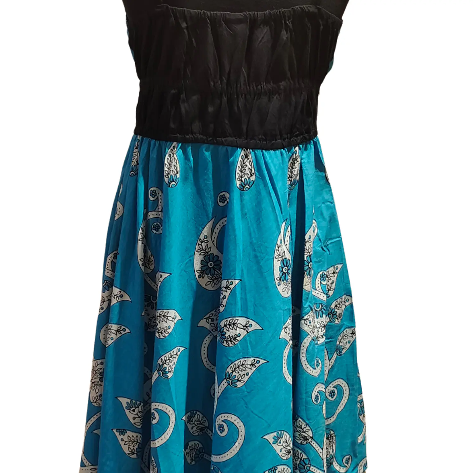 Vestido Algodon Calipso pretina Negra con flores talla S-M 6