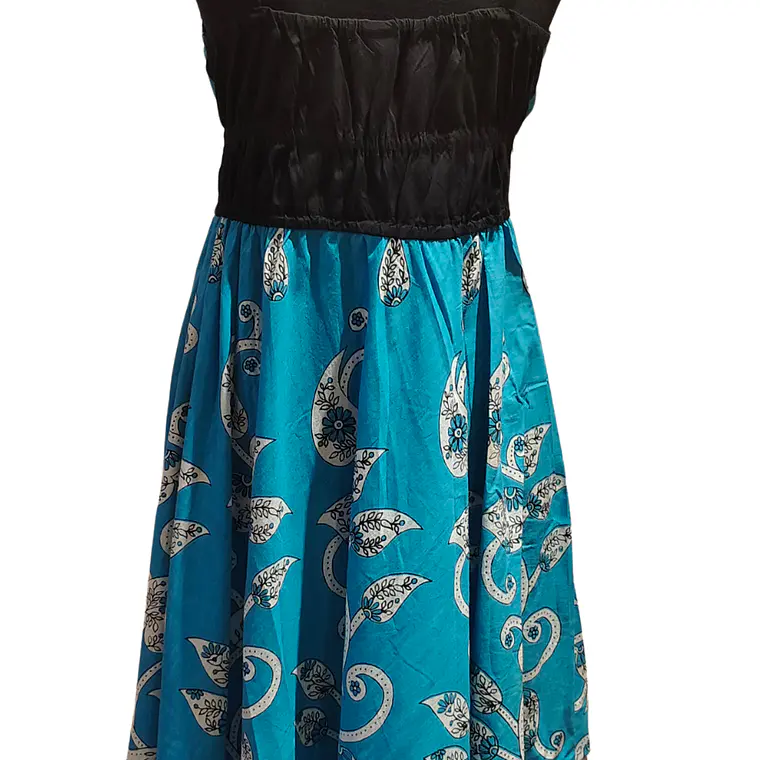 Vestido Algodon Calipso pretina Negra con flores talla S-M 6