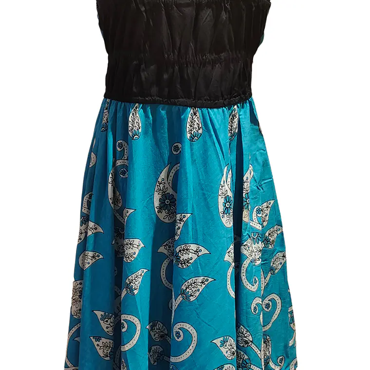Vestido Algodon Calipso pretina Negra con flores talla S-M 8