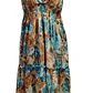 Vestido Algodon Turquesa con flores cafe talla L - thumbnail 7