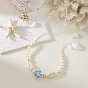 Colgante hilo con pure blanco y tipanie azul