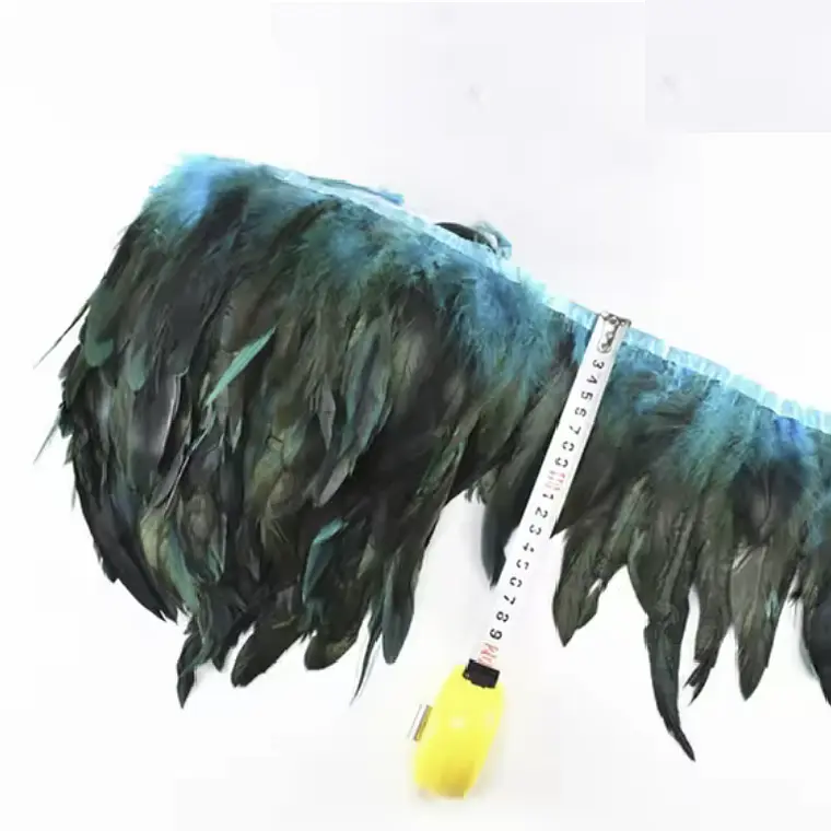 retazo 50cm Boa Plumas Azul / negro tornasol 10 A 12cm 2