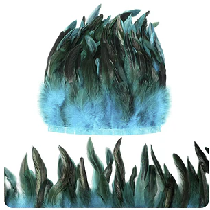 retazo 50cm Boa Plumas Azul / negro tornasol 10 A 12cm